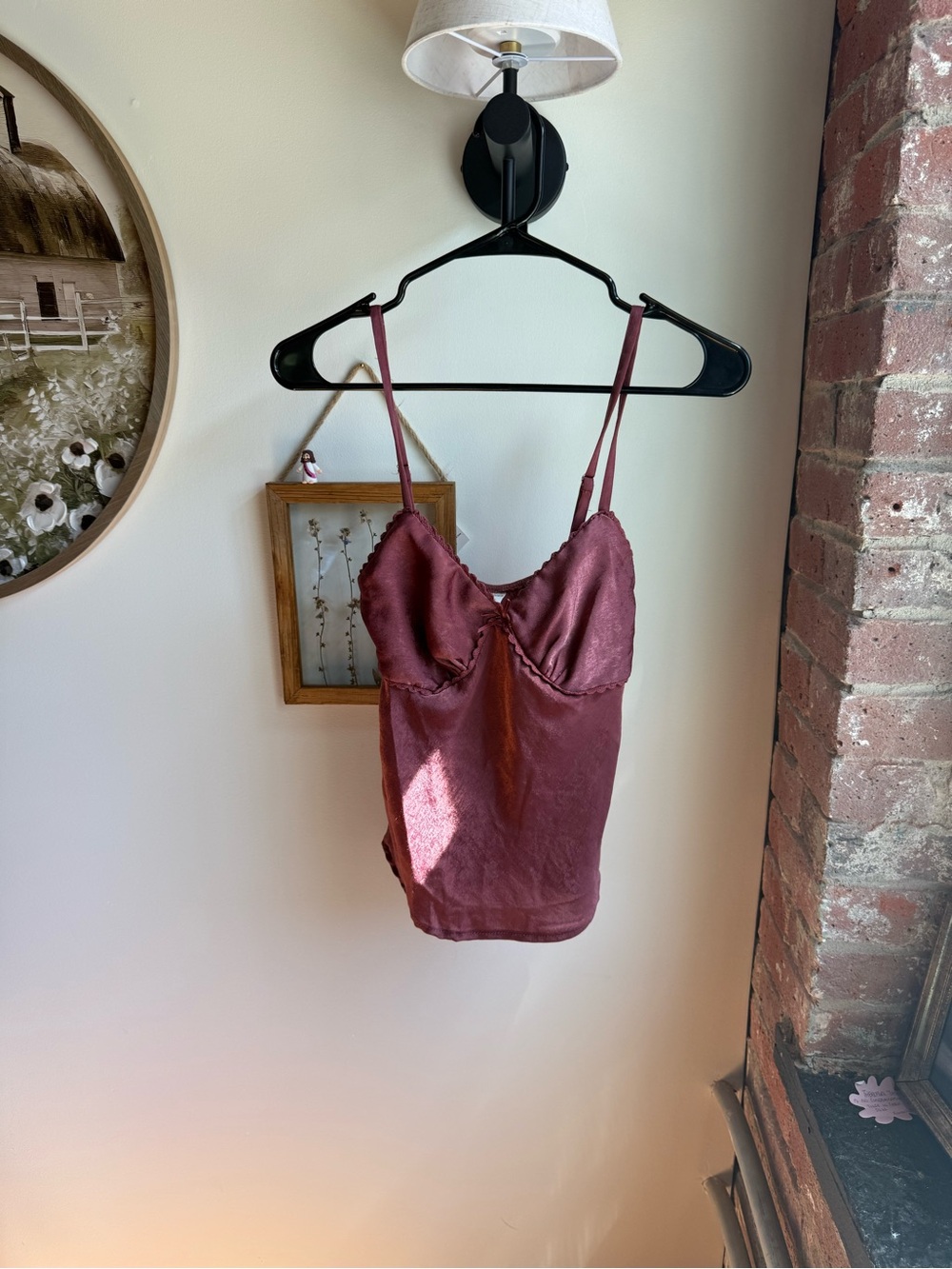 No Boundaries Satin Cami in Wine